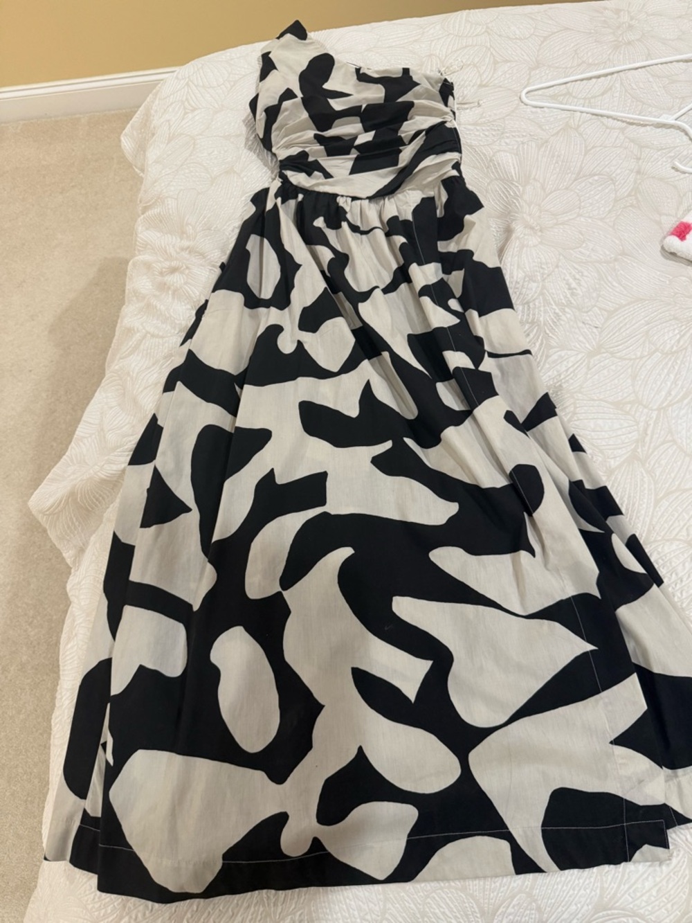 Abercrombie Black and White Abstract Strapless Maxi Dress, XS,